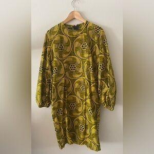 MAE OTTI ZORA AFRICAN PRINT BALLOON SLEEVE DRESS size L